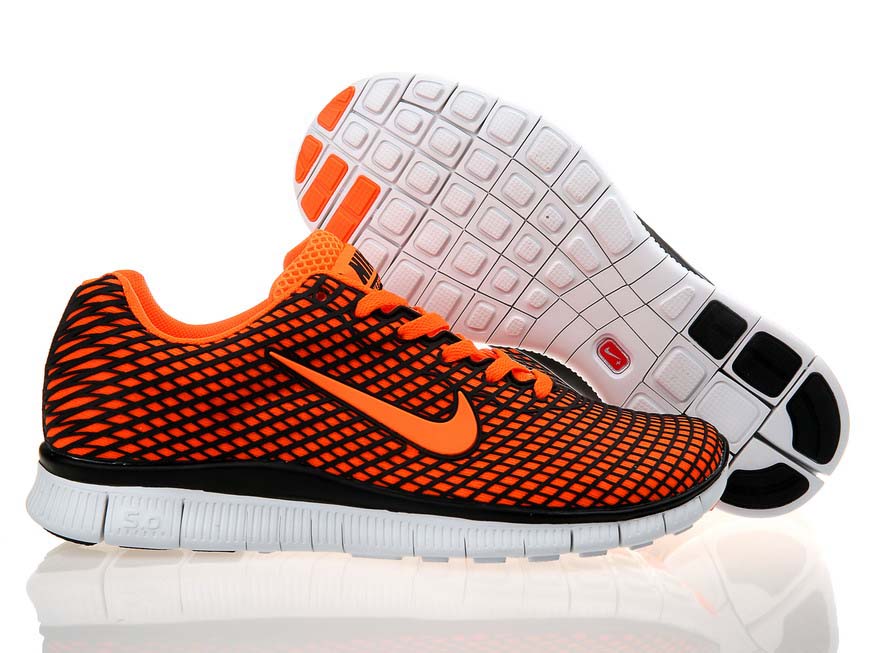 Nike Free 5.0 Chaussures De Course Legeres Mens Nouveau Orange Noir